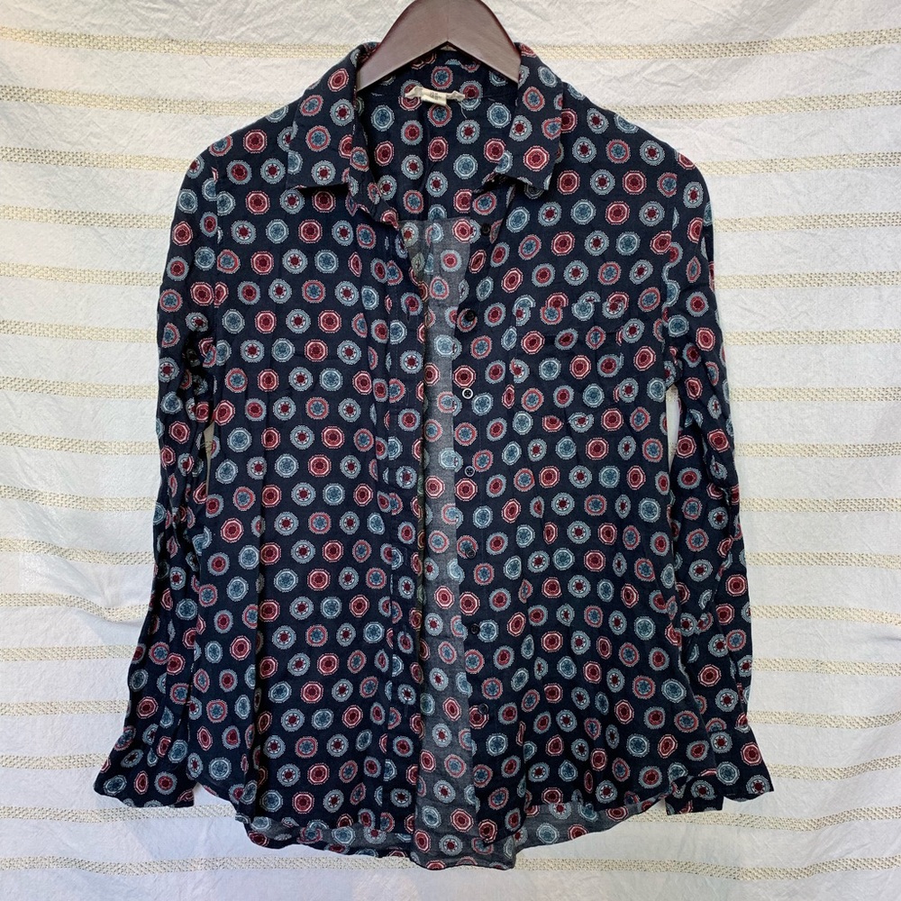 5/$25 Patterned Navy Button Down